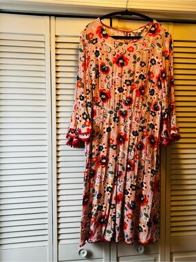 Boden Classic Elegant & Versatile Pink Floral Long-Sleeve Midi Dress